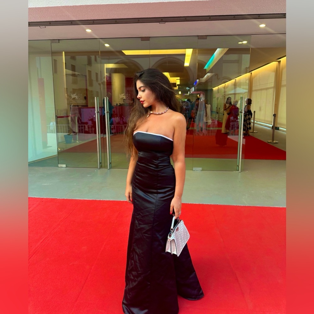 Black gown worn during Venice Film Festival